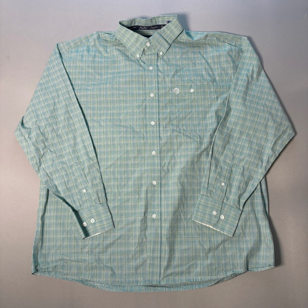 Wrangler George Strait Collection Mens XL Green Plaid Button Down Shirt 628